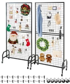 VEVOR 2-Pack 898x1798 mm Mobile Grid Wall Panels with Wheels & 10 Hooks