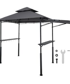 VEVOR 2.43x1.5m Double-Tier BBQ Grill Gazebo with Awning