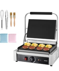 VEVOR 2200W Commercial Panini Grill with 34x23 cm Flat Enamel Plate