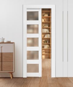 VEVOR 765x2035 mm Sliding Pocket Door with 5-Lite Frosted Glass