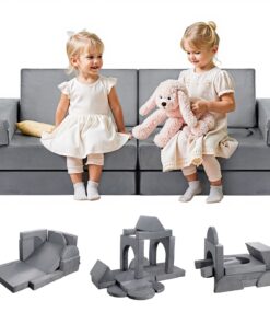 VEVOR 14-Piece Kids Modular Play Sofa – Convertible Foam Couch with Armrests