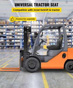 High-Back Black Vinyl Mower & Forklift Seat with Drain Hole