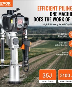 1000W Piledriver with 3 Sleeves (45/55/88mm) for Farm Fencing & Road Construction