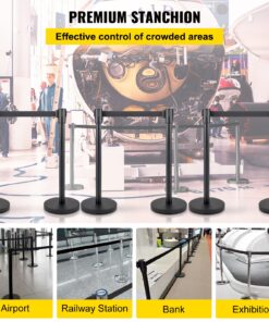 Heavy-Duty Steel Posts & Base for Queues – Black