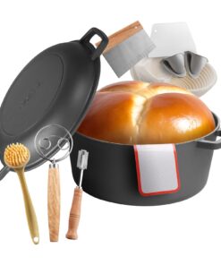 VEVOR 4.7L Cast Iron Dutch Oven with Skillet Lid