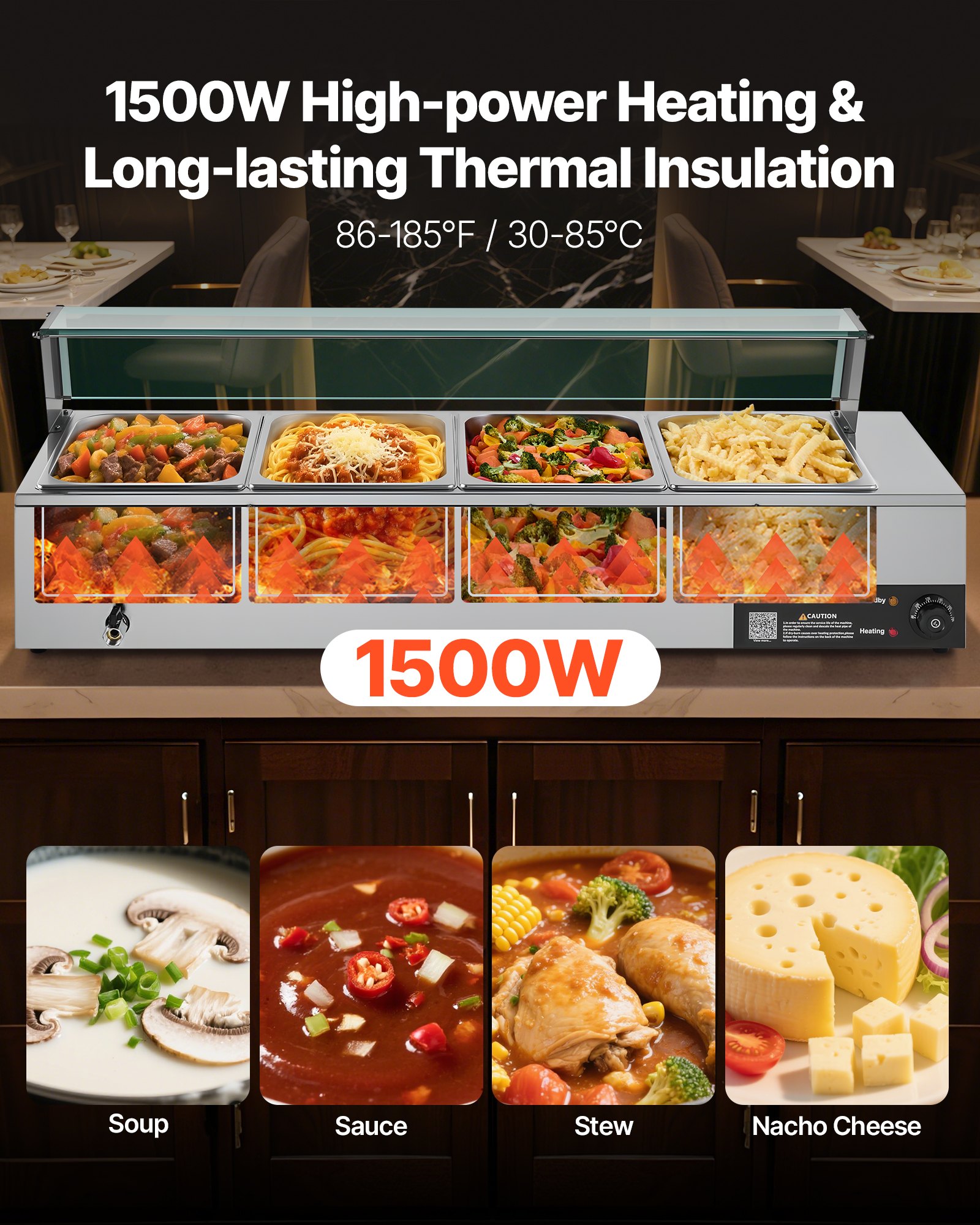 MFOW22S8commercialfoodwarmerf1  VEVOR Instrumenti un Citi Darbarīki | Pieejami Uzticami Mājas uzlabošanai 4 Pan Bain Marie for Catering  Restaurants