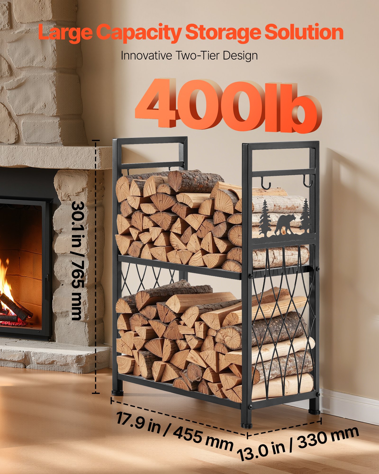 MFWUOG05firewoodrackf1  VEVOR Instrumenti un Citi Darbarīki | Pieejami Uzticami Mājas uzlabošanai Heavy Duty Wrought Iron Log Holder