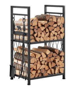 VEVOR 45.5cm 2-Tier Indoor Firewood Rack with Fireplace Tools
