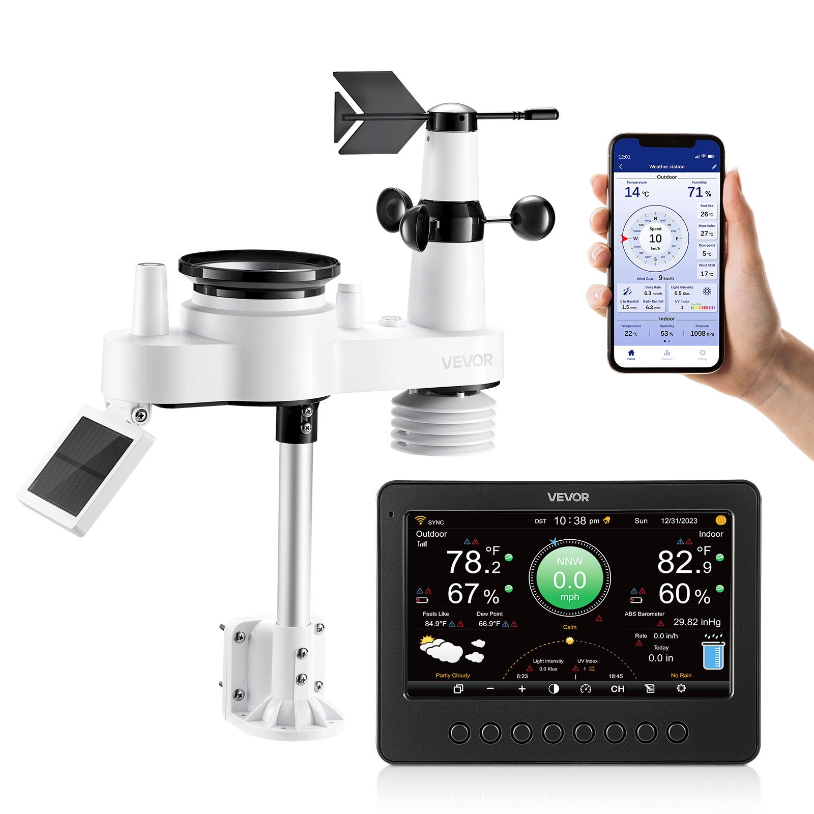 MFWWKQ6Sweatherstationm10012  VEVOR Instrumenti un Citi Darbarīki | Pieejami Uzticami Mājas uzlabošanai VEVOR 7 in 1 Wi Fi Weather Station with 178 mm TFT Display