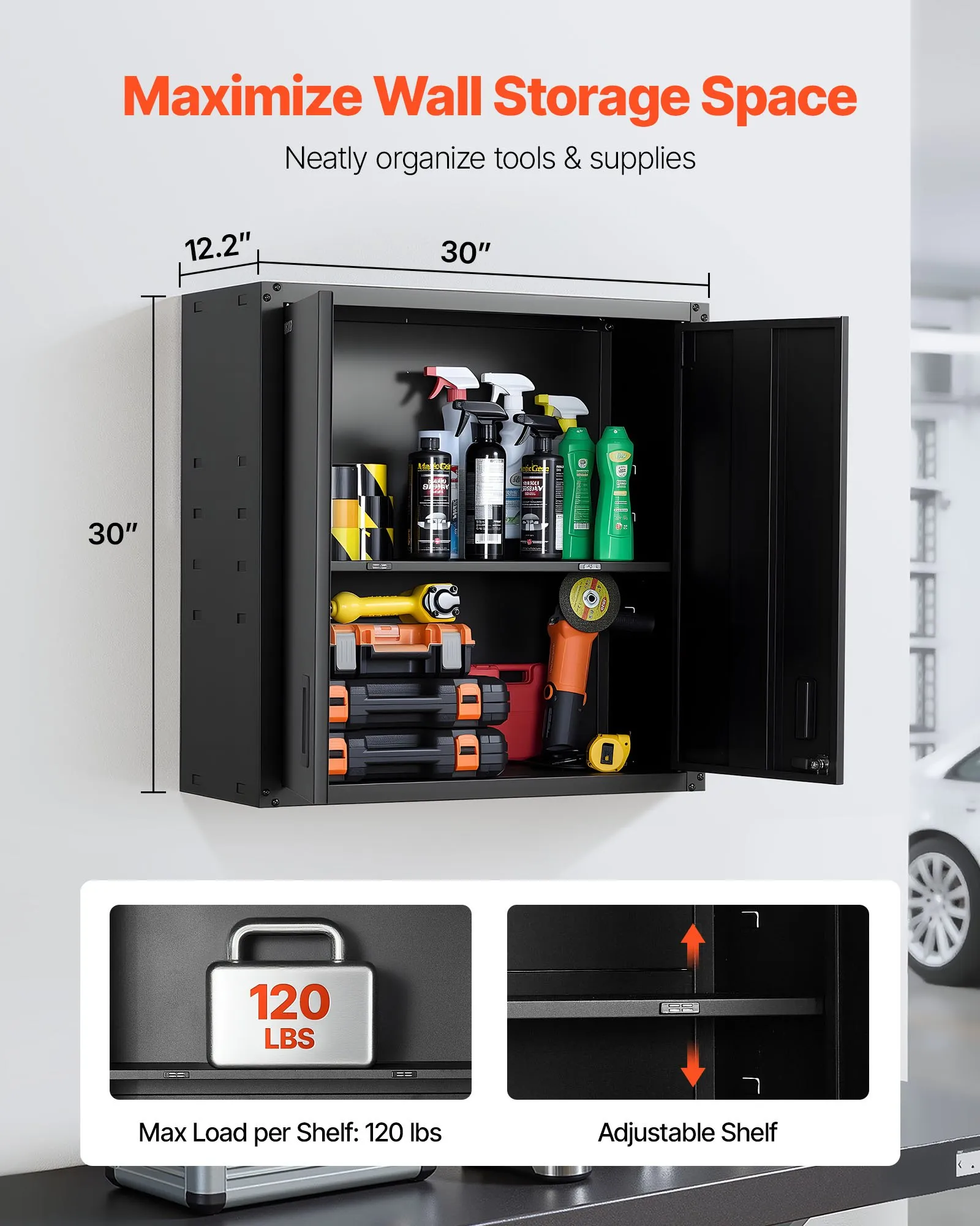 MFWWLX0Lwallcabinetf1  VEVOR Instrumenti un Citi Darbarīki | Pieejami Uzticami Mājas uzlabošanai Lockable Floating Storage with Adjustable Shelf for Garage