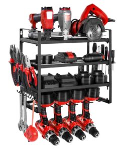 VEVOR 4-Tier Wall Mount Power Tool Organizer Rack with 4 Drill Holders & Screwdriver Rack