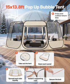 Waterproof UV-Resistant Clear Dome Shelter for 12–15 People