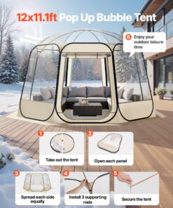 Waterproof UV-Resistant Dome Shelter with Panoramic View & Windows