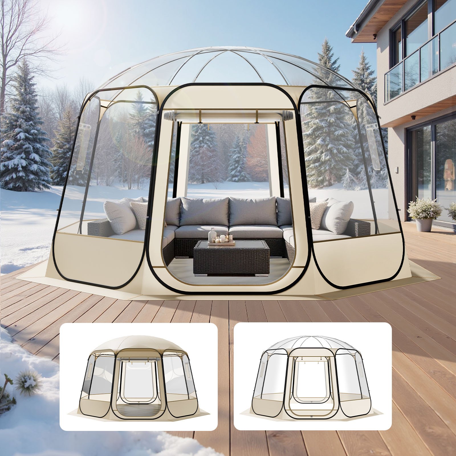 MFXUTD9Obubbletentm10012  VEVOR Instrumenti un Citi Darbarīki | Pieejami Uzticami Mājas uzlabošanai VEVOR 336x345m Clear Bubble Tent for 10 12 People