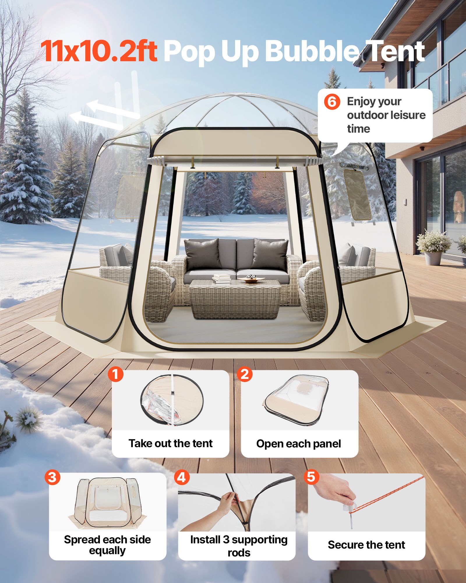 MFXUTJ5Ebubbletentf1  VEVOR Instrumenti un Citi Darbarīki | Pieejami Uzticami Mājas uzlabošanai Waterproof UV Resistant Dome with 540° View