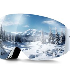 VEVOR Frameless Ski Goggles with Pink Revo Spherical Lens