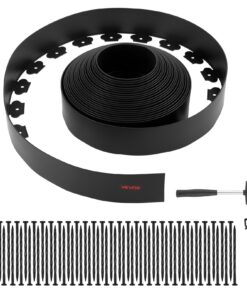 VEVOR 20m x 10cm Flexible Plastic Garden Edging with 60 Spikes & 2 Ground Stakes
