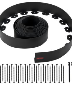 VEVOR 1000x10 cm Flexible Plastic Garden Edging Roll with 30 Spikes & 2 Stakes