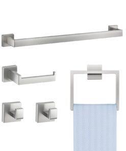VEVOR 5-Piece Brushed Nickel Bathroom Hardware Set – 60 cm Towel Bar