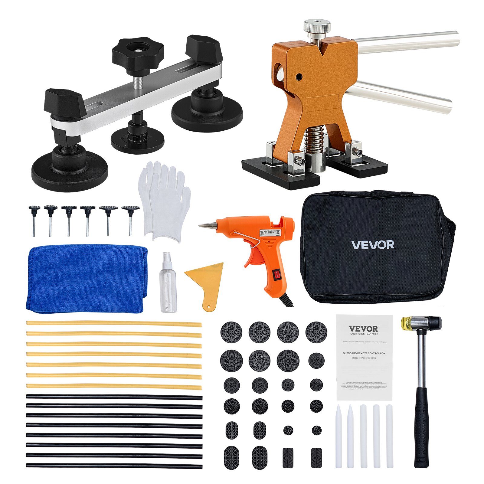 MFYE5VH9dentpullerm10012  VEVOR Instrumenti un Citi Darbarīki | Pieejami Uzticami Mājas uzlabošanai VEVOR 60 Piece Paintless Dent Repair Kit with Lifter