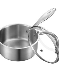 VEVOR 1.4L Stainless Steel Saucepan with Glass Lid