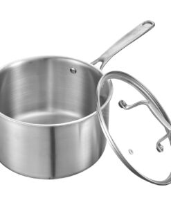 VEVOR 3.8L Stainless Steel Saucepan with Glass Lid