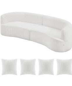 VEVOR 2840 mm Curved Modular Sofa – Modern Corduroy Sectional Couch with 4 Pillows