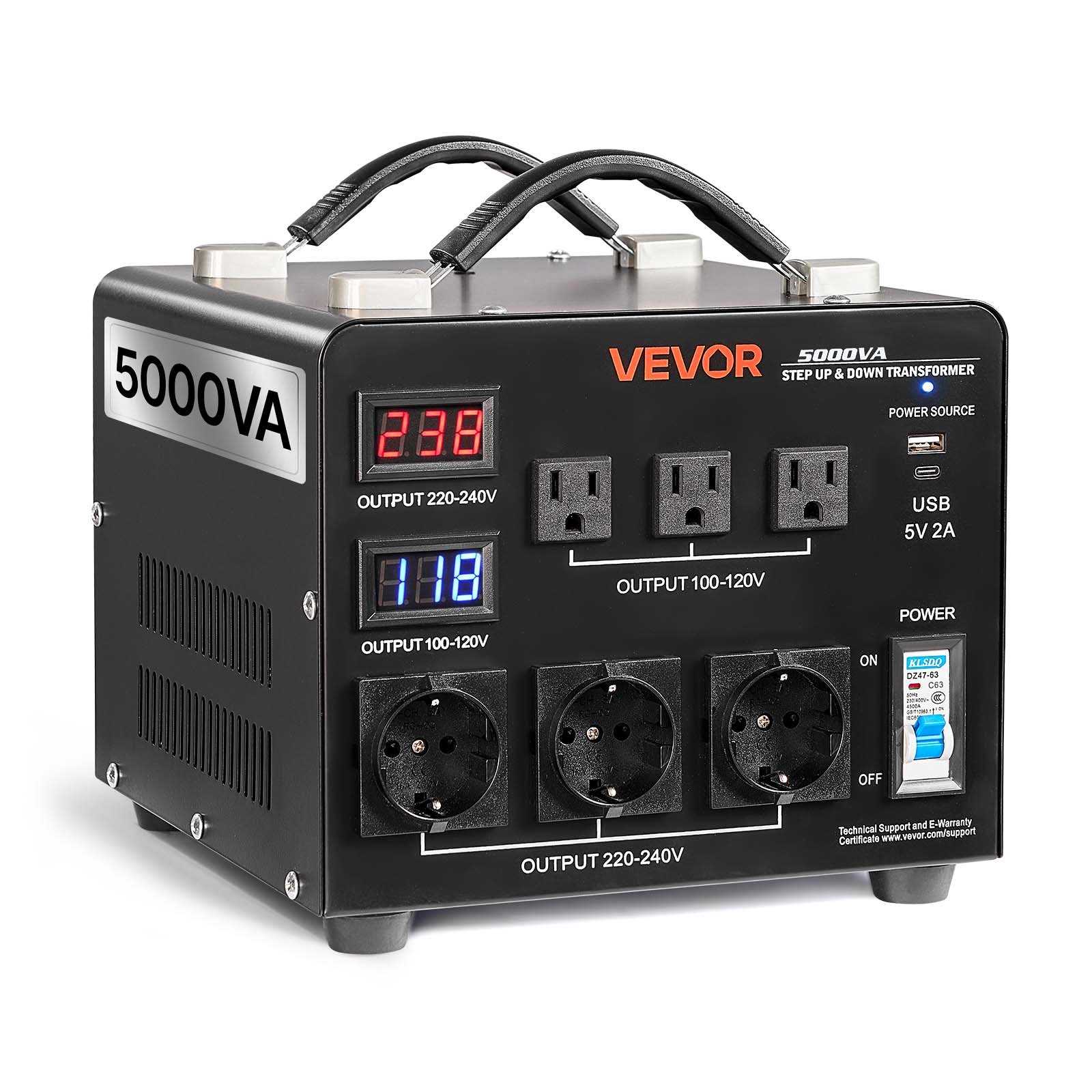 MG191ZVAvoltageconverterdem10012  VEVOR Instrumenti un Citi Darbarīki | Pieejami Uzticami Mājas uzlabošanai VEVOR 5000VA Auto Voltage Converter Transformer 110V220V Step UpDown with LCD