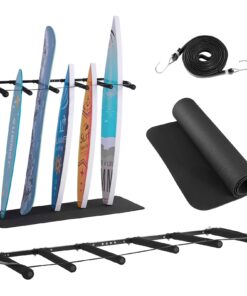 VEVOR 5-Tier Wall Mount Surfboard Rack – Adjustable Metal Organizer with Sponge Pads for Surfboards