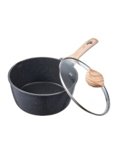 VEVOR 2.4L Nonstick Saucepan with Glass Lid & Detachable Handle