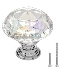 VEVOR 12-Pack 31 mm Acrylic & Zinc Alloy Cabinet Knobs with Screws – Diamond Drawer Pulls for Kitchen