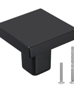 VEVOR 10-Pack 30mm Black Zinc Alloy Cabinet Knobs – Square Drawer & Door Pulls with Screws for Kitchen