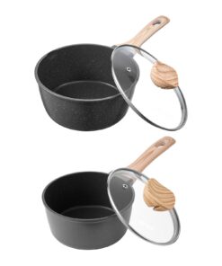 VEVOR Nonstick Saucepan Set 1.4L & 2.4L with Glass Lids