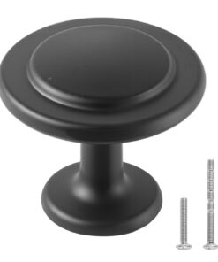 VEVOR 30-Pack 31 mm Black Zinc Alloy Cabinet Knobs – Mushroom Drawer Pulls with Screws for Kitchen