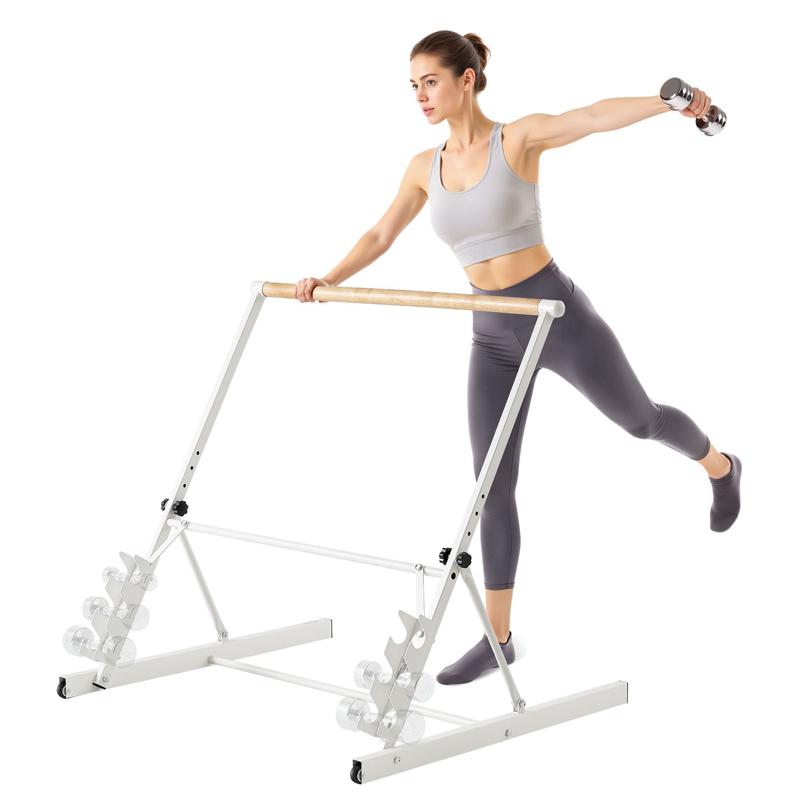MG5JGGO4balletbarrem10012  VEVOR Instrumenti un Citi Darbarīki | Pieejami Uzticami Mājas uzlabošanai VEVOR Freestanding Adjustable Ballet Barre with Wooden Handrail