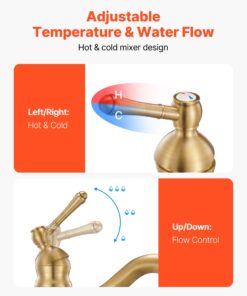 1 or 3-Hole Antique Gold Sink Tap with Push-Drain