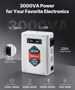 110V to 220V Power Transformer with Dual EU Outlets