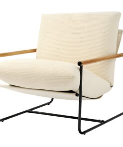 VEVOR Modern Accent Chair with Metal Frame & Wooden Armrests