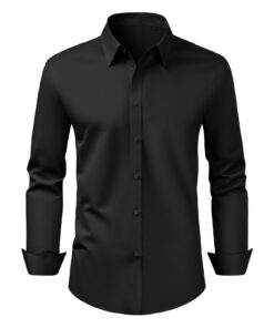 VEVOR Men's Slim Fit Black Long Sleeve Dress Shirt