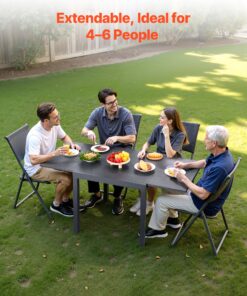 80–160cm Rectangular Steel Patio Table for 4–6 People