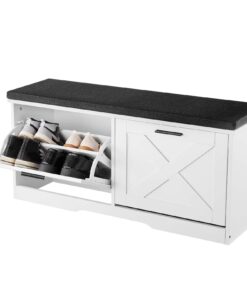 VEVOR Shoe Storage Bench 100x30.5x47.5 cm with Flip Drawers & Cushion