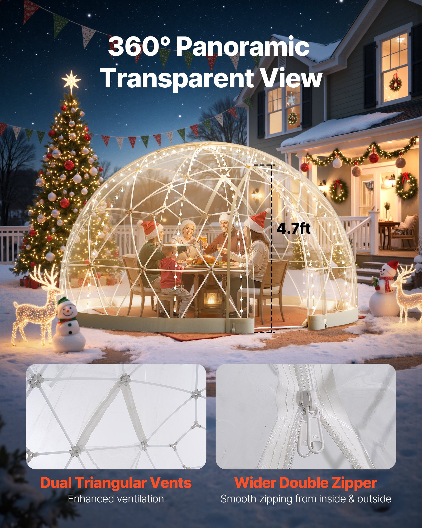 MG7H4FN7gardendomeigloof1  VEVOR Instrumenti un Citi Darbarīki | Pieejami Uzticami Mājas uzlabošanai Weatherproof PVC Igloo for Patio