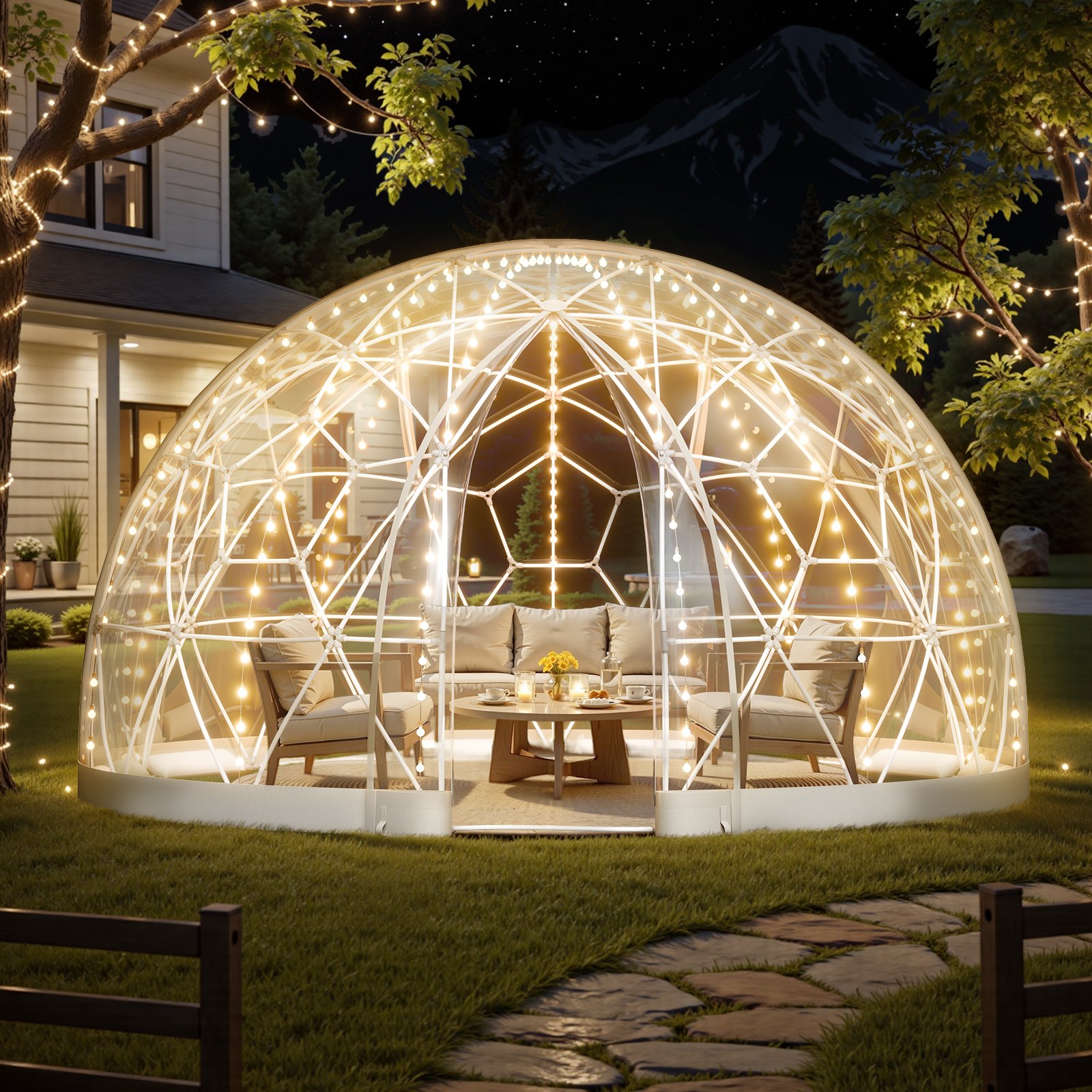 MG7H4FN7gardendomeigloom10012  VEVOR Instrumenti un Citi Darbarīki | Pieejami Uzticami Mājas uzlabošanai VEVOR 29 x 175 m Clear Garden Dome Tent for 2 4 People