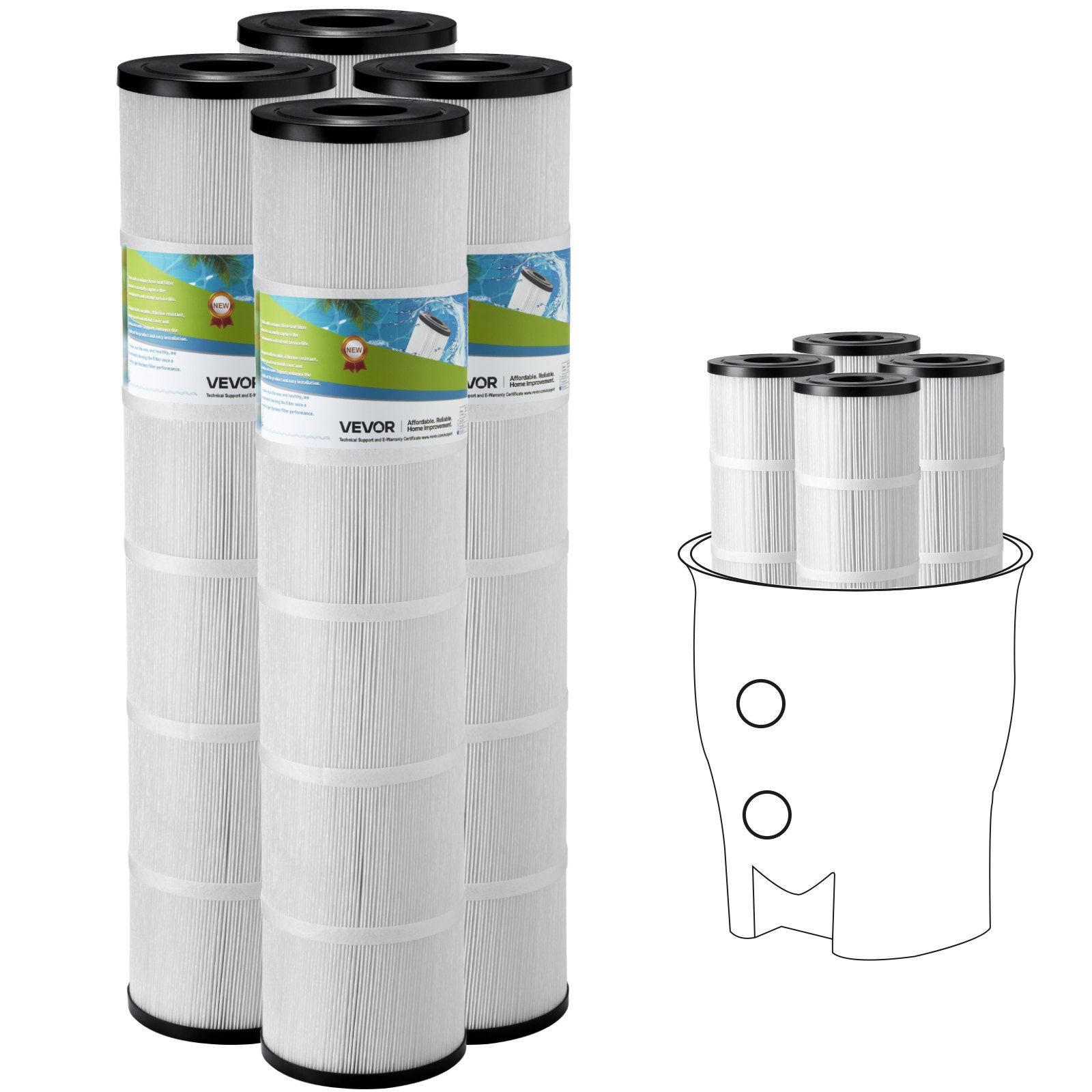 MG7H4X4Mpoolfiltercartridgesm10012  VEVOR Instrumenti un Citi Darbarīki | Pieejami Uzticami Mājas uzlabošanai VEVOR Pool Filter Cartridge Set 4x130 SqFt 4x12 m²