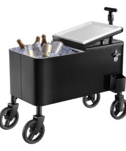 VEVOR 75.71L Rolling Cooler Cart with Telescopic Handle & Wheels – Outdoor Insulated Ice Chest for Drinks