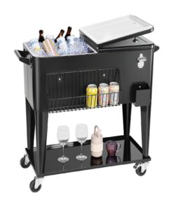 VEVOR 75.7L Rolling Ice Chest Cooler Cart with Shelf