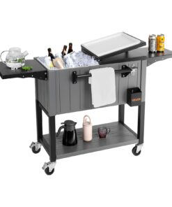 VEVOR 75.7L Portable Rolling Ice Chest with Shelves & Opener – Holds 110 Cans – Outdoor Cooler Cart for Parties & Camping