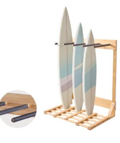 VEVOR 4-Tier Freestanding Wooden Surfboard Rack for Storage & Display