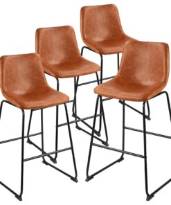 VEVOR Set of 4 Modern 65cm PU Leather Bar Stools with Backrest
