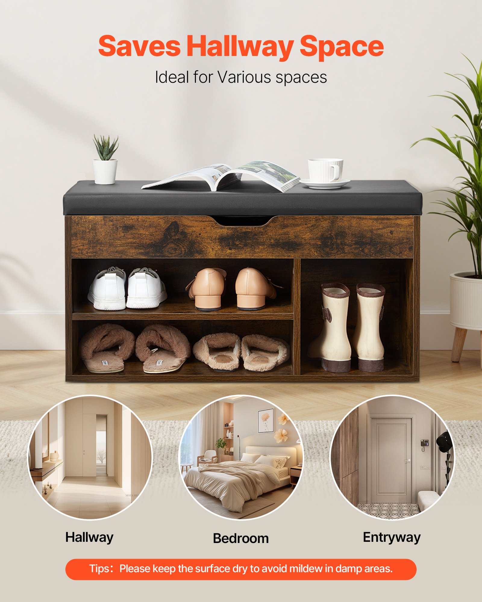 MGAXF4FDentrywayshoebenchf4  VEVOR Instrumenti un Citi Darbarīki | Pieejami Uzticami Mājas uzlabošanai Sturdy Wood